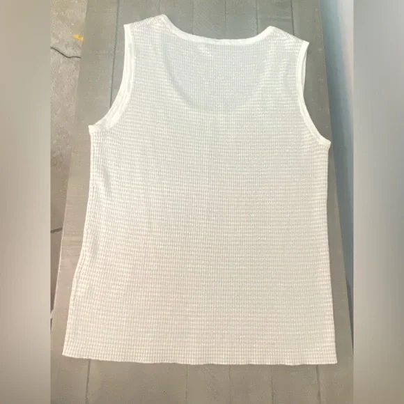 Brooks Brothers Shell Tank Sweater Womens Large Ivory Gray Metallic Linen Blend - Picture 13 of 14